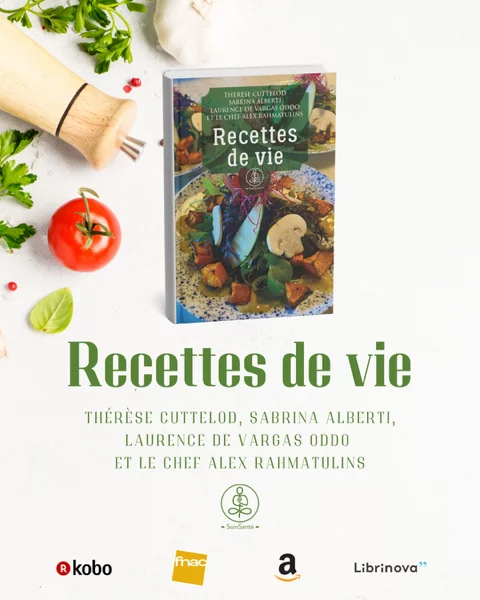 Couverture du livre Recettes de Vie, né de la cuisine de la Cure Régénérescence